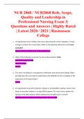 NUR 2868 / NUR2868 Role, Scope, Quality and Leadership in Professional Nursing Exam 3| Questions and Answers | Grade A | Latest 2020 / 2021 | Rasmussen College