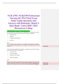 NUR 2790 / NUR2790 Professional Nursing III / PN3 Final Exam Study Guide Questions and Answers with Rationale | Rated A Quiz Bank | Latest 2020 / 2021 |Rasmussen College