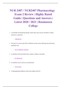 NUR 2407 / NUR2407 Pharmacology Exam 2 Review | Highly Rated Guide | Questions and Answers | Latest 2020 / 2021 | Rasmussen College