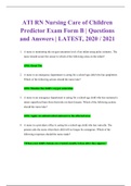 ATI RN Nursing Care of Children Predictor Exam Form B | Questions and Answers | LATEST, 2020 / 2021