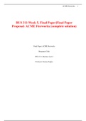 BUS 311 Week 5, Final Paper|Final Paper Proposal: ACME Fireworks (complete solution)
