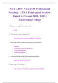 NUR 2349 / NUR2349 Professional Nursing I / PN 1 Final exam Review | Rated A | Latest 2020 / 2021 | Rasmussen College