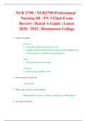 NUR 2790 / NUR2790 Professional Nursing III / PN 3 Final Exam Review | Rated A Guide | Latest 2020 / 2021 | Rasmussen College