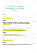 NUR 2115 Exam 1( Latest 2020/2021 ) , Fundamentals of Professional Nursing (Complete Solution)