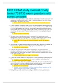 EXIT EXAM study material mostly tested 733/733 exam questions with correct answers 