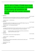 MKTG 3010 FINAL EXAM docs most questions in this document are tested in the exams all questions are provided with the correct answers (2020) 