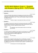 NURS 6640 Midterm Exam 4 - Question and Answers (Spring 2019 - 75/75 Points) Score an A