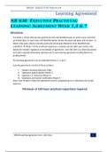 NR 630  Executive Practicum; Learning Agreement  Week  1,4 & 7