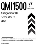 QMI1500 ASSIGNMENT 1 SEMESTER 1 2021 SOLUTIONS