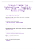 NUR2349 / NUR 2349 / PN1 Professional Nursing 1 Exam 1 Review | Rated A Guide | Latest 2020 / 2021| Rasmussen College
