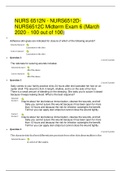 NURS 6512N - NURS6512D-NURS6512C Midterm Exam 6 (March 2020 - 100 out of 100)GRADED A+