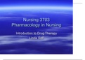 NURSING 3703 PHARMACOLOGY INTRODUCTION TO DRUG THERAPY