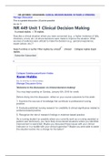 NR 449 Week 1 Discussion: Clinical Decision Making: 58 Pages (2 Versions)