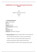 ABS300 Week 5 Final Paper, Psychological Assessment Report