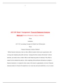 ACC 281 Week 1 Assignment, Financial Statement Analysis Methods