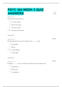 PSYC 304 WEEK 5 QUIZ ANSWERS | 100% CORRECT