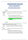 NUR2092 Health Assessment Exam Quiz 2 study guide / NUR 2092 Health Assessment Test 2 study guide (Latest, 2024/25): Rasmussen College