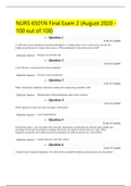 NURS 6501N Final Exam 2 (August 2020 - 100 out of 100)Download to Score An A+