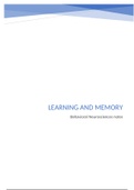 1st year master notes - Learning and Memory - Behavioural Neuroscience- Biomedical Sciences