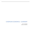 European Economics - Summary (19/20) - prof. dr. Caroline Budts