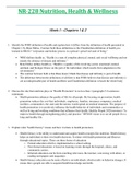 NR228 / NR-228 Week 1 - Chapters 1 & 2 Review Q & A (Latest 2021): Nutrition, Health & Wellness - Chamberlain