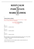 NCLEX Review with MARK KLIMEK. VERY USEFUL STUDY GUIDE BEFORE SITTING YOUR FINAL EXAMS. 100% SATISFACTORY