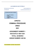 CPR3701 ASSIGNMENT 1 MEMO 2021 SUPER SEMESTER UNISA