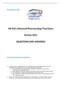NR 6521 Advanced Pharmacology Final Exam Review, 2021 QUESTIOMS AND VERIFIED ANSWERS