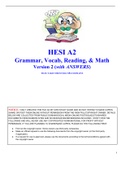Exam (elaborations) HESI A2 Grammar, Vocab, Reading, & Math Version 2 (with ANSWERS) (HESI A2 ) 