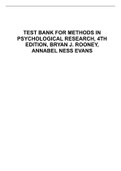 TEST BANK FOR METHODS IN PSYCHOLOGICAL RESEARCH, 4TH EDITION, BRYAN J. ROONEY, ANNABEL NESS EVANS