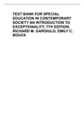 TEST BANK FOR SPECIAL EDUCATION IN CONTEMPORARY SOCIETY AN INTRODUCTION TO EXCEPTIONALITY, 7TH EDITION, RICHARD M. GARGIULO, EMILY C. BOUCK