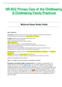 NR602 / NR-602 Midterm Study Guide (Latest): Primary Care of the Childbearing & Childrearing Family Practicum - Chamberlain
