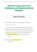 NR602 / NR-602 Week 8 Final Exam (Latest): Primary Care of the Childbearing & Childrearing Family Practicum - Chamberlain