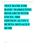 Test Bank for Basic Marketing Research with Excel 3rd Edition Alvin C Burns, Ronald F Bush