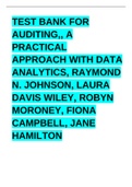 Test Bank for Auditing,, A Practical Approach with Data Analytics, Raymond N. Johnson, Laura Davis Wiley, Robyn Moroney, Fiona Campbell, Jane Hamilton