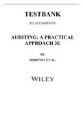 Test Bank for Auditing,, A Practical Approach 3rd Edition Robyn Moroney, Fiona Campbell, Jane Hamilton
