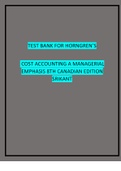 TEST BANK FOR HORNGREN’S COST ACCOUNTING A MANAGERIAL EMPHASIS 8TH CANADIAN EDITION SRIKANT