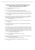 Exam (elaborations) Chamberlain College of Nursing NR 601 Midterm Exam – Question with Answers (Latest, Graded A) 