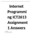 Internet Programming ICT2613 Assignment 1 Answers
