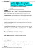 NURS 223L - Psychiatric Nursing Process Worksheet.