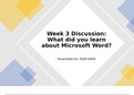 COMP150 Week 3 Discussion: What did you learn about Microsoft Word?