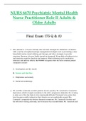 NURS 6670 / NURS6670 Final Exam (Latest 2021): Psychiatric Mental Health Nurse Practitioner (PMHNP) Role II Adults & Older Adults - Walden