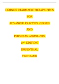 Test Bank For Lehne’s Pharmacotherapeutics for advanced practice nurses and physician assistants 2nd edition - Rosenthal | 92 Chapters