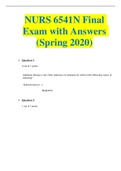 NURS 6541N Final Exam with Answers (Spring 2020) (LATEST)