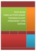 TEST BANK FORCLAYTON’S BASIC PHARMACOLOGY FORNURSES 18TH EDITION