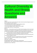 Cultural Diversity in Health and Illness Questions and Answers 