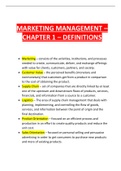 MARKETING MANAGEMENT - Chapter 1 - Definitions