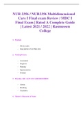 NUR 2356 / NUR2356 Multidimensional Care I Final exam Review / MDC I Final Exam | Rated A Complete Guide | Latest 2021 / 2022 | Rasmussen College