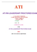 ATI RN LEADERSHIP PROCTORED EXAM ( 28 VERSIONS) / RN LEADERSHIP ATI PROCTORED EXAM ( 28 VERSIONS)|VERIFIED AND 100% CORRECT Q & A, COMPLETE DOCUMENT FOR ATI EXAM|