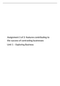 2021 BTEC Business Level 3: Unit 1 - Exploring Business Assignment 1 (D*)